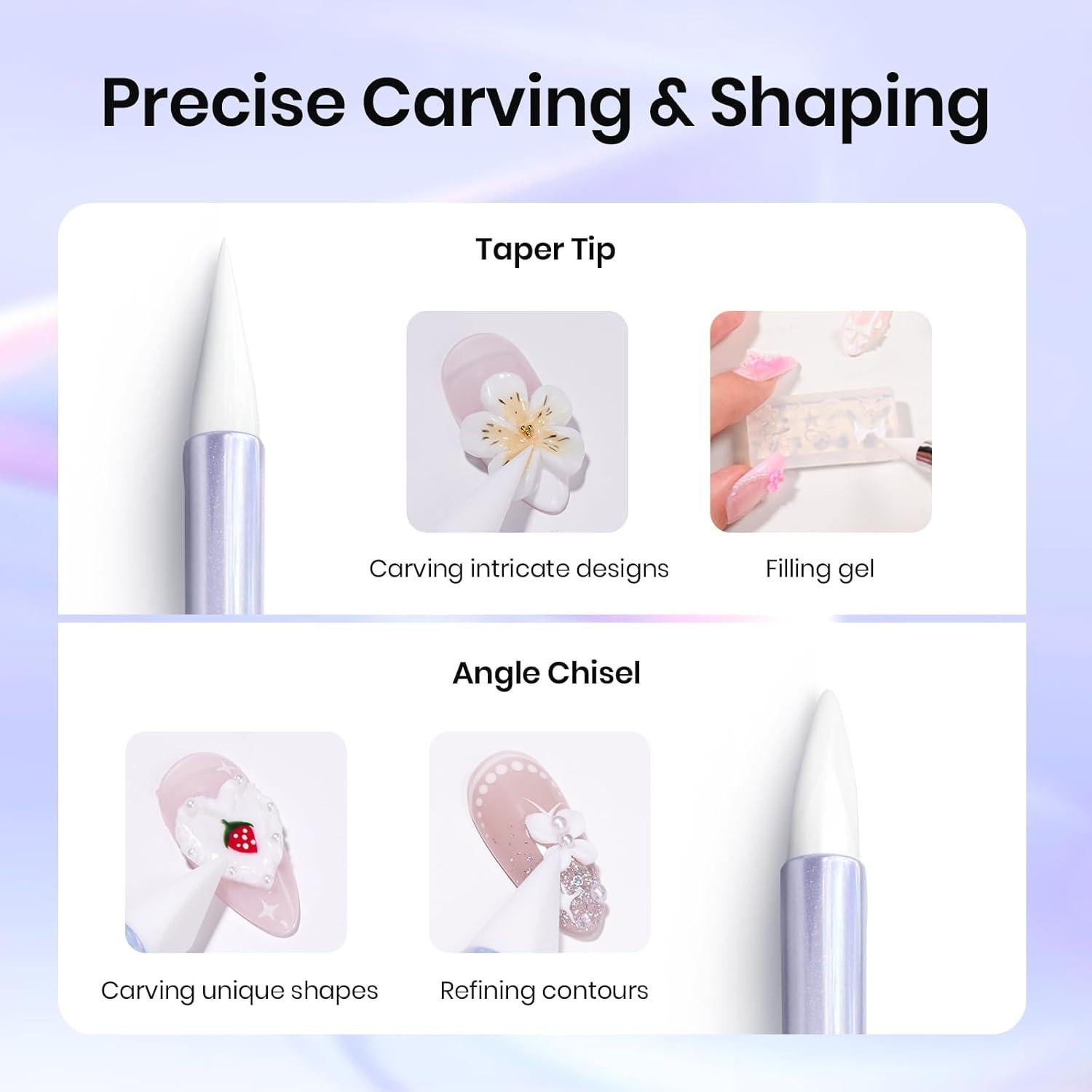 Juego de 5 Herramientas de Uñas Gelab - Silicona y Punteo