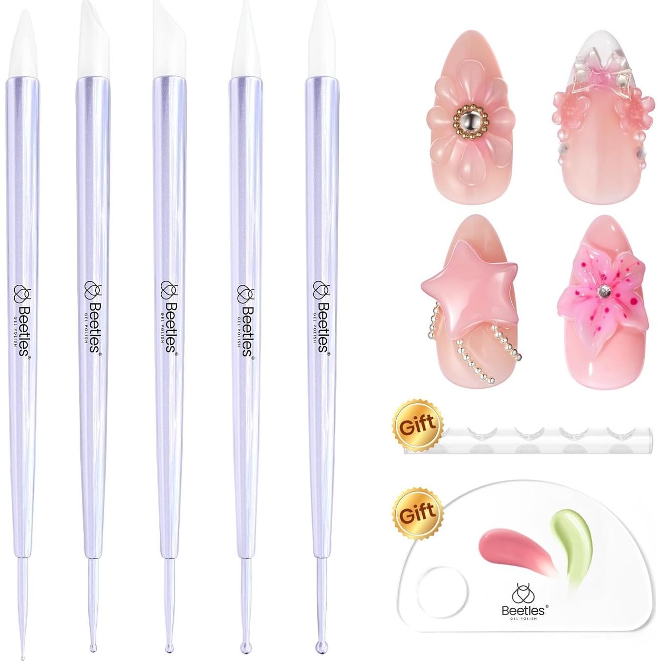 Juego de 5 Herramientas de Uñas Gelab - Silicona y Punteo