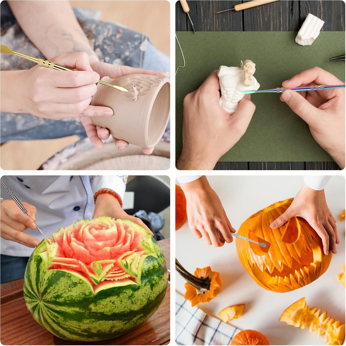 Juego de 4 herramientas de tallado en cera NQEUEPN - Acero inoxidable