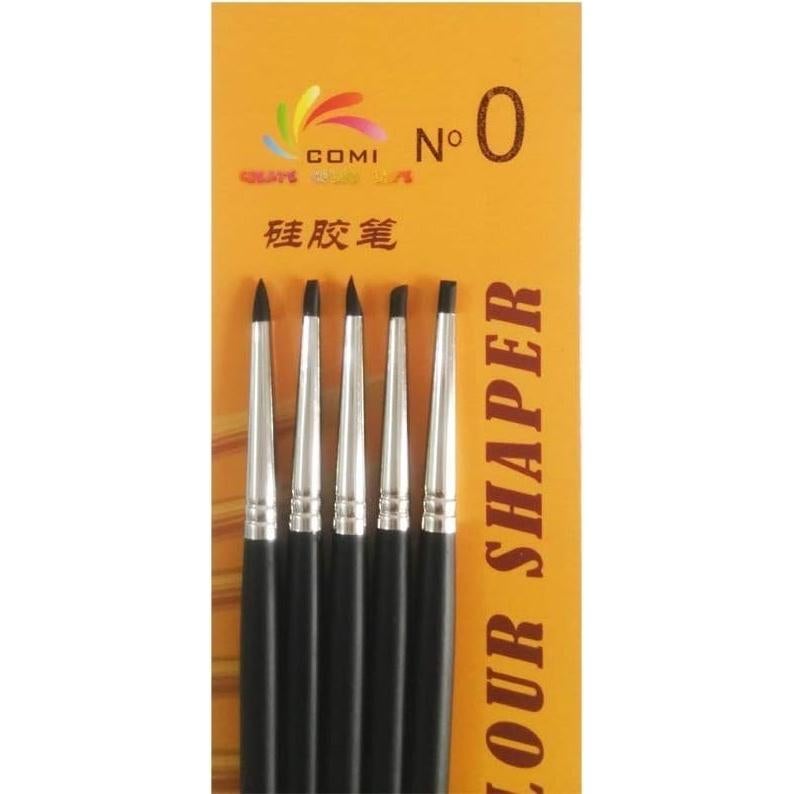Set de 5 Pinceles de Silicona COMIART Tamaño 0 para Escultura