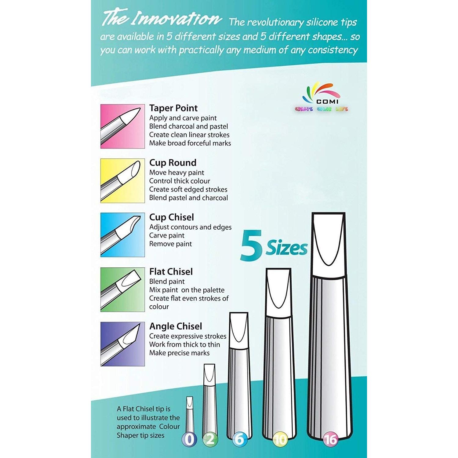 Set de 5 Pinceles de Silicona COMIART Tamaño 0 para Escultura