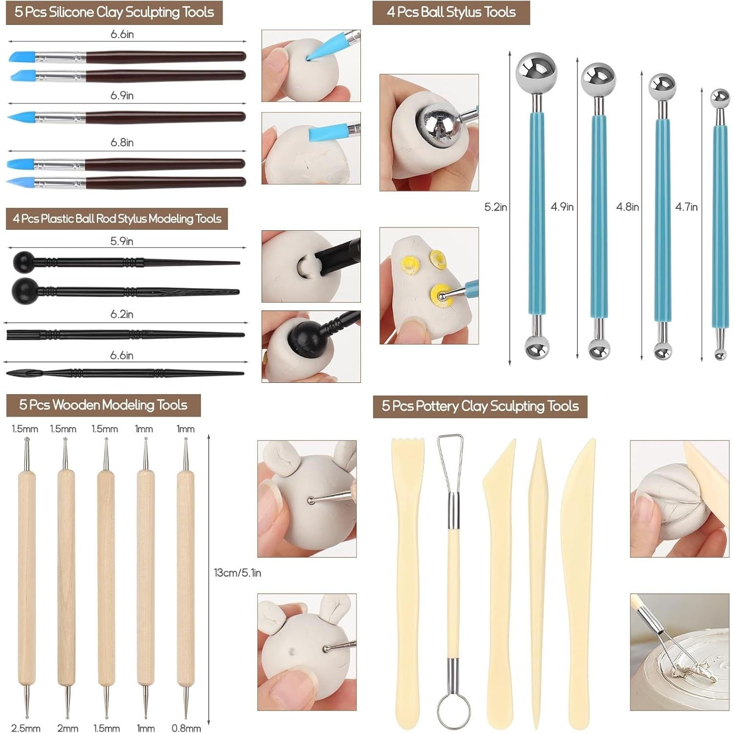 Kit de Arcilla Secada al Aire Katech 1.0 kg con 23 Herramientas