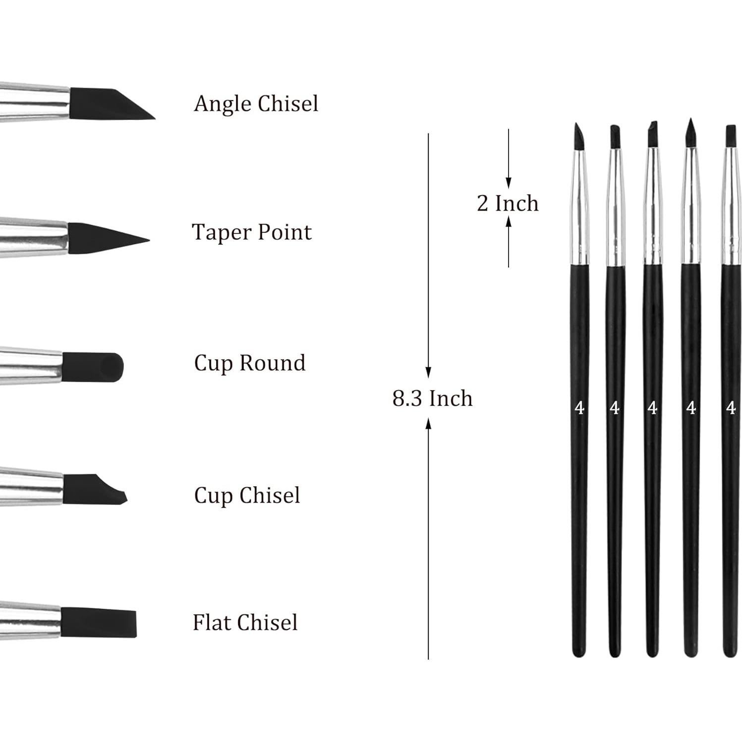 Pinceles de Pintura de Silicona Sdanart 5 Piezas Tamaño 4