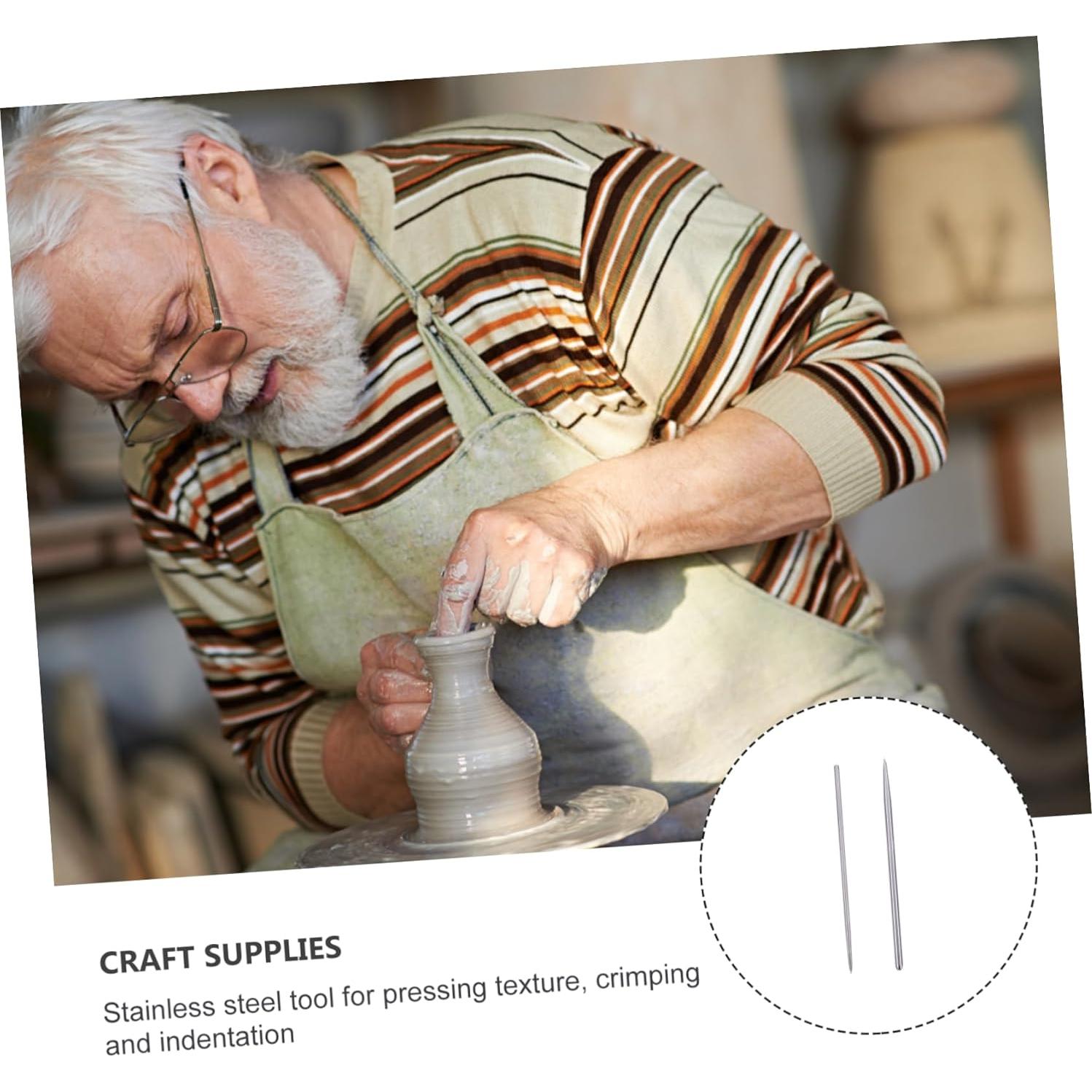 Kit de Modelado de Arcilla 2 Pcs Acero Inoxidable EXCEART