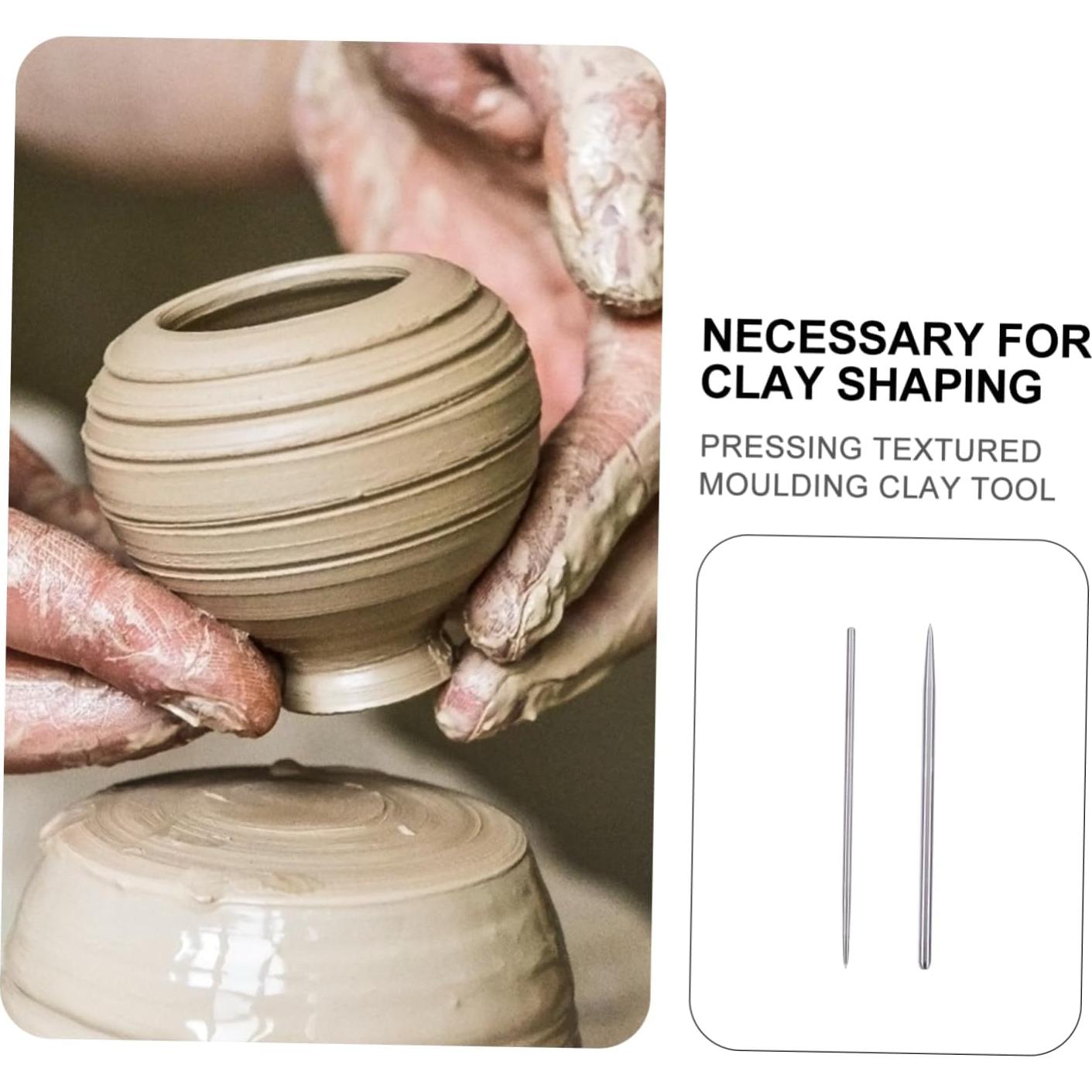 Kit de Modelado de Arcilla 2 Pcs Acero Inoxidable EXCEART