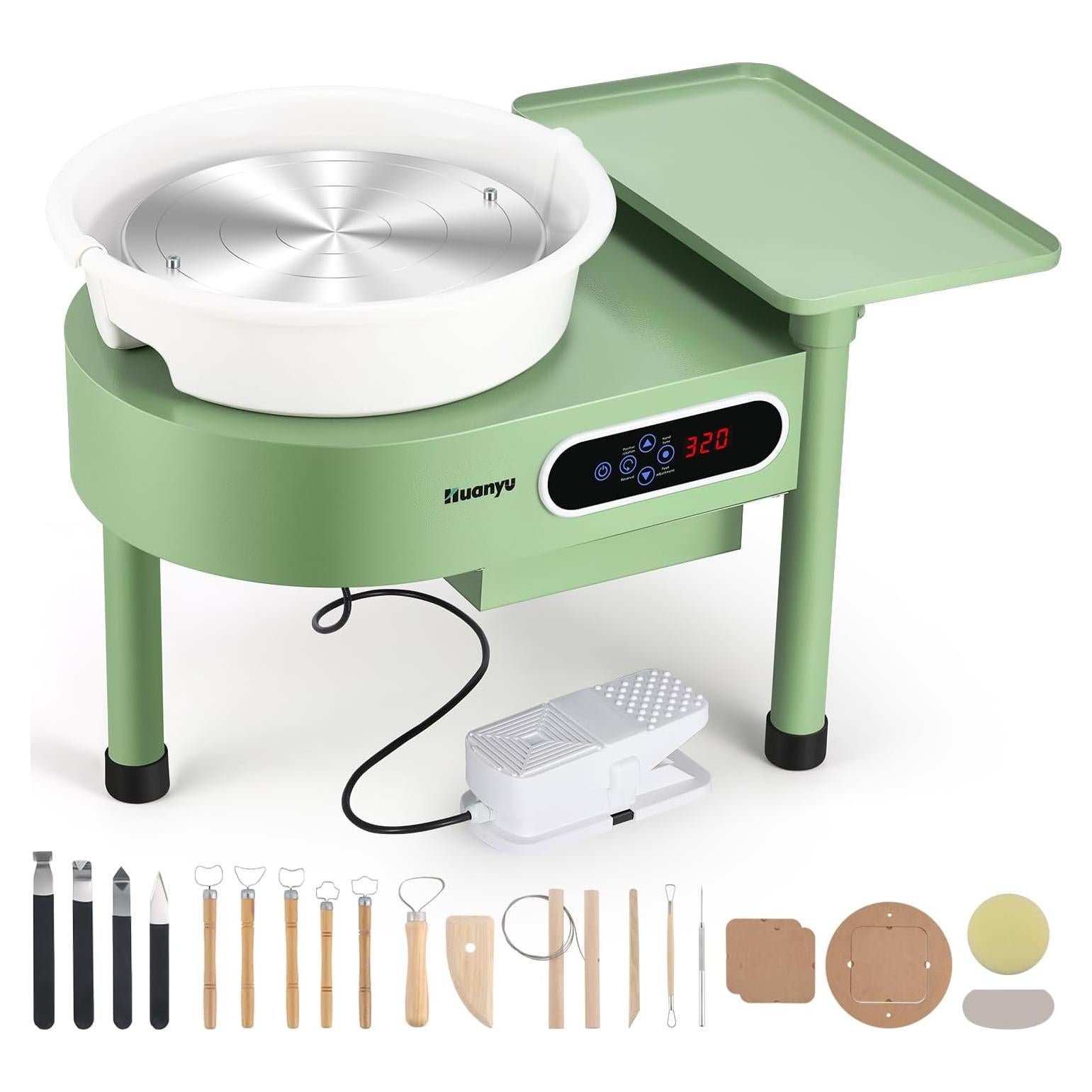 Torno de Alfarería Huanyu 30cm Eléctrico con Pedal y LCD 350W