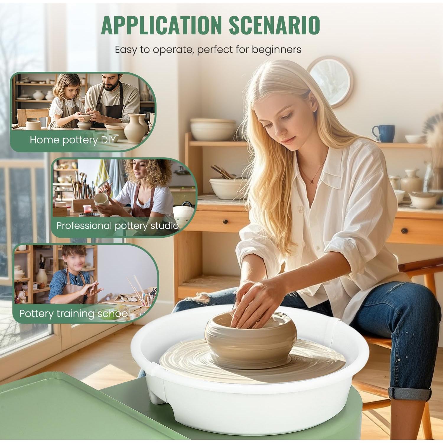 Torno de Alfarería Huanyu 30cm Eléctrico con Pedal y LCD 350W