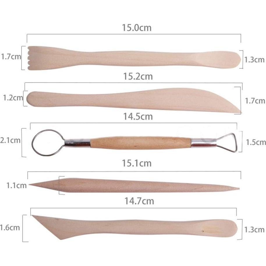 Set de 5 Herramientas de Modelado de Arcilla YYaaloa - Madera