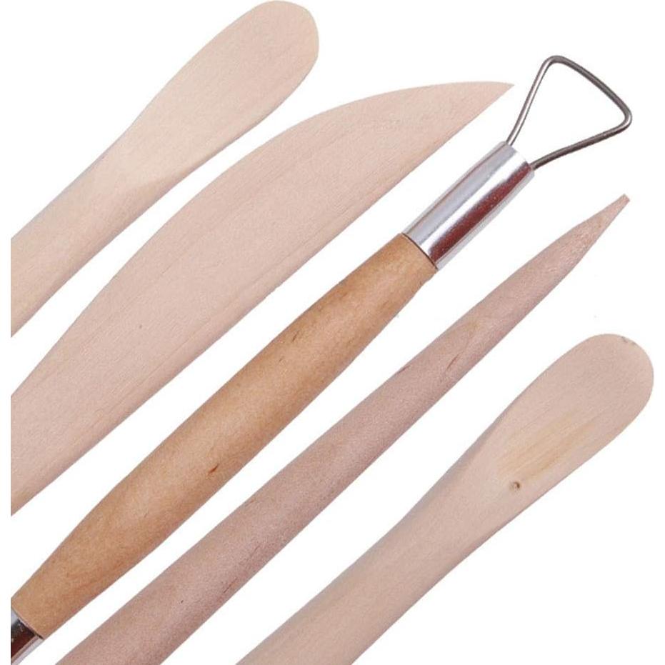 Set de 5 Herramientas de Modelado de Arcilla YYaaloa - Madera