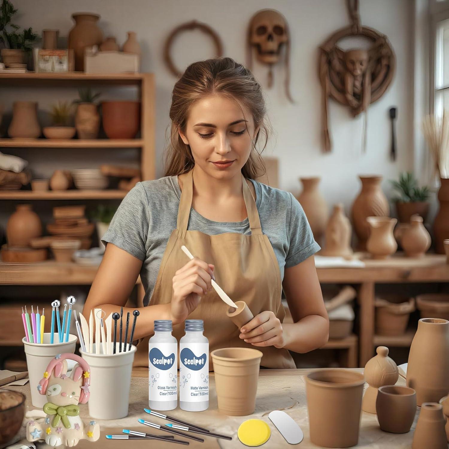 Esmalte de Arcilla Brillante 100ml + Kit 29PCS Herramientas 1DFAUL