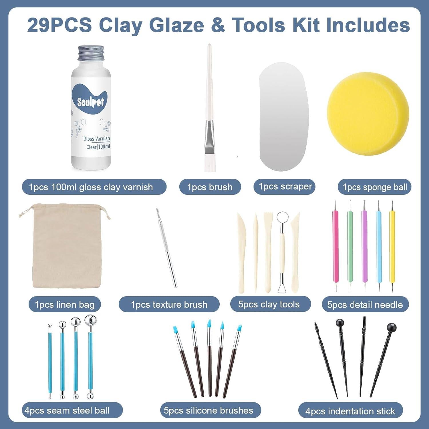 Esmalte de Arcilla Brillante 100ml + Kit 29PCS Herramientas 1DFAUL