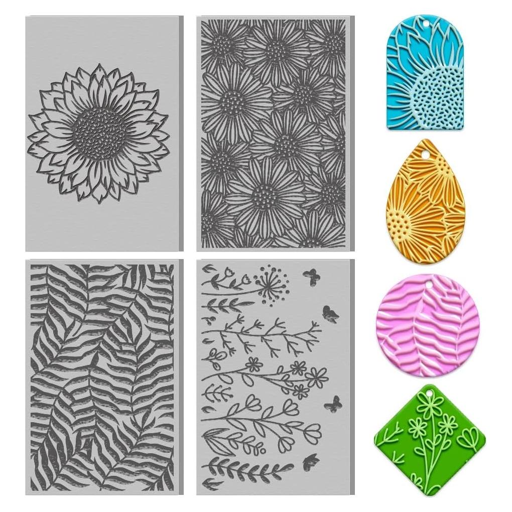 Juego de 4 Hojas de Textura de Arcilla Polimérica ACRNIGHEET