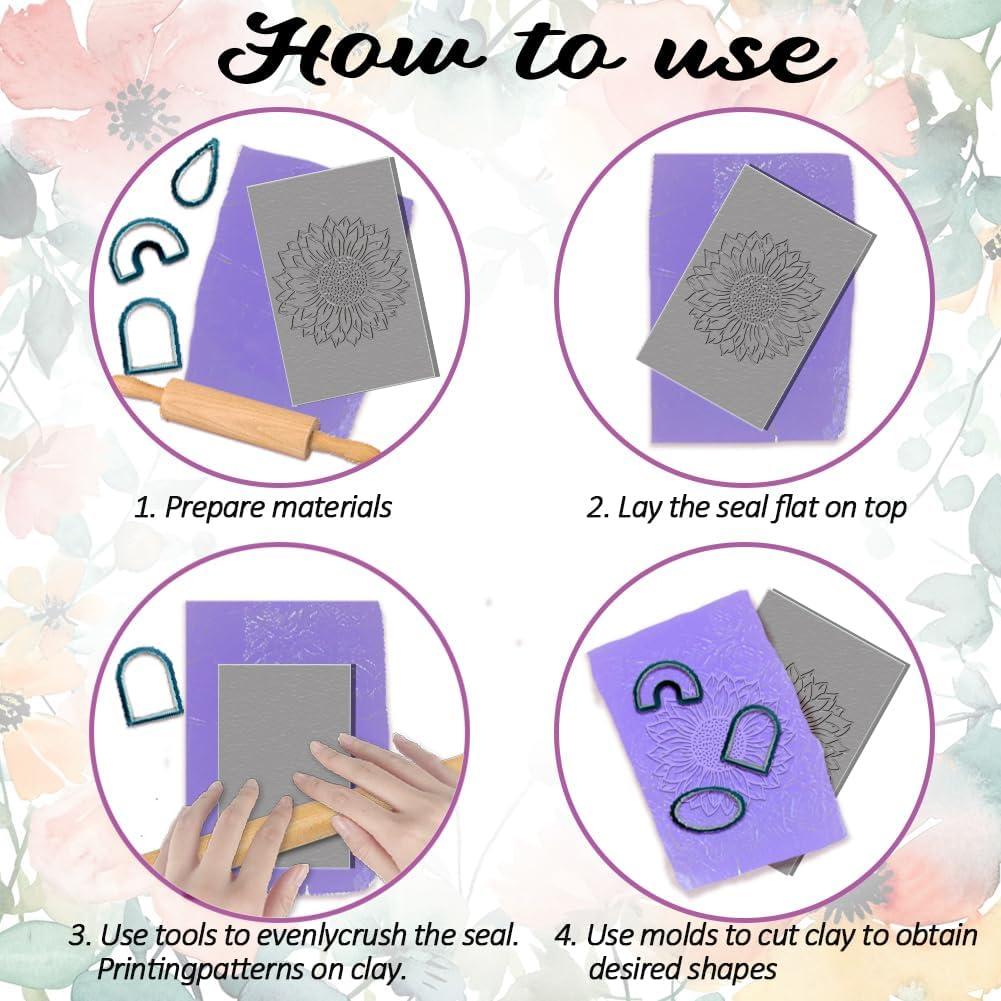 Juego de 4 Hojas de Textura de Arcilla Polimérica ACRNIGHEET