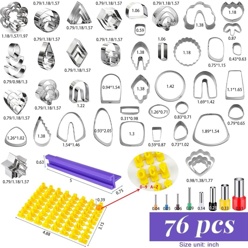Cortadores de Arcilla PTFJZ 76 Piezas para Pendientes