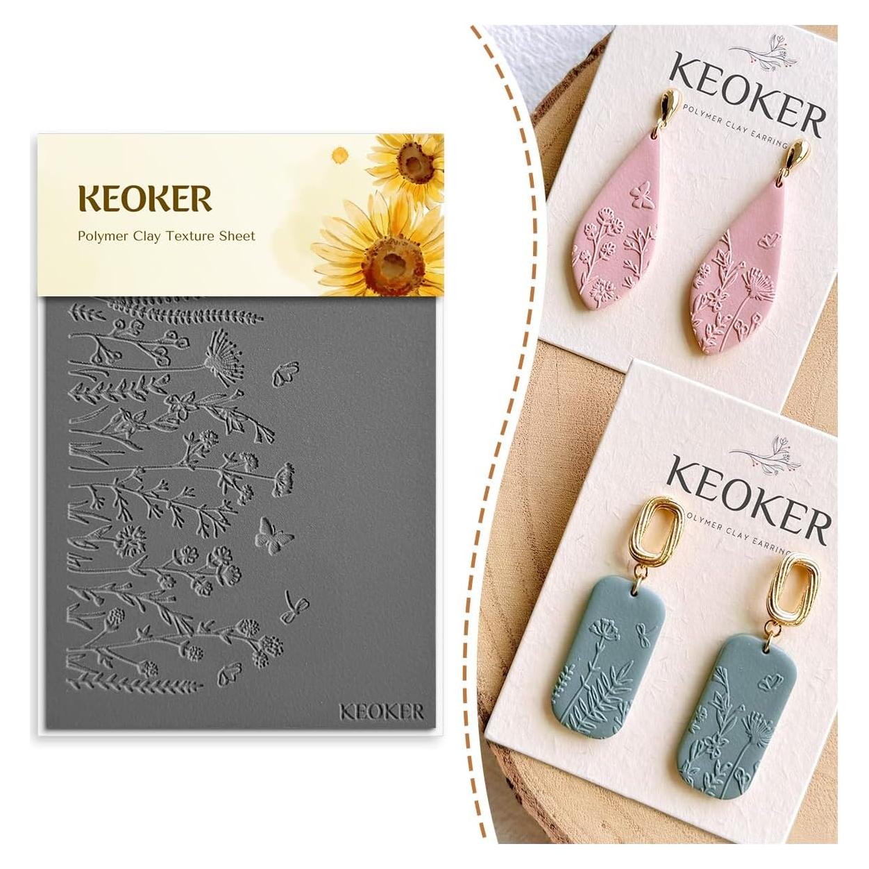 Hojas de Textura de Arcilla Polimérica Keoker - Flores B