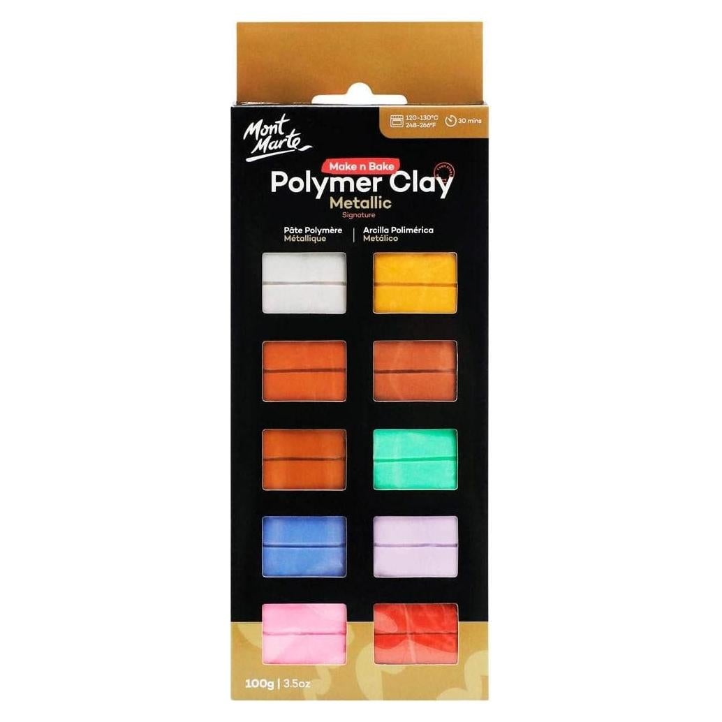 Juego de Arcilla Polimérica Mont Marte - 10 Colores Metálicos - 100g