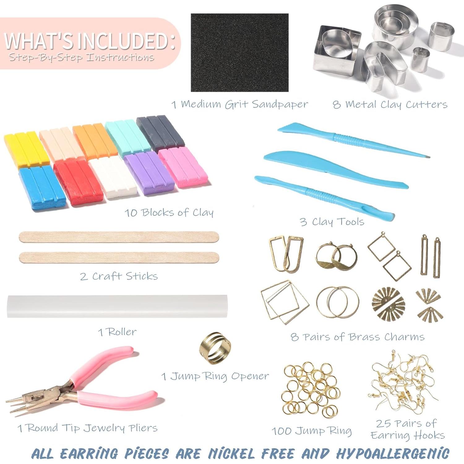 Kit de Fabricación de Pendientes de Arcilla Polimérica Patemby 184 Piezas