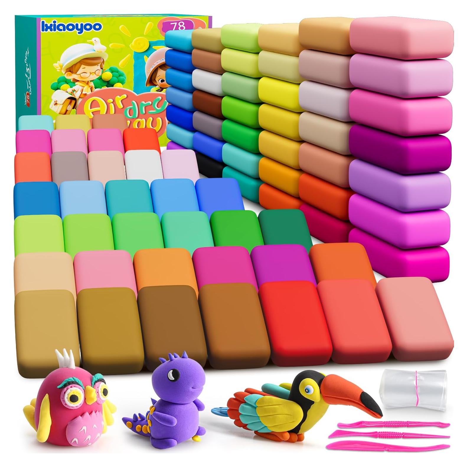 Kit de Arcilla Secada al Aire Ixiaoyoo - 78 Colores para Modelar