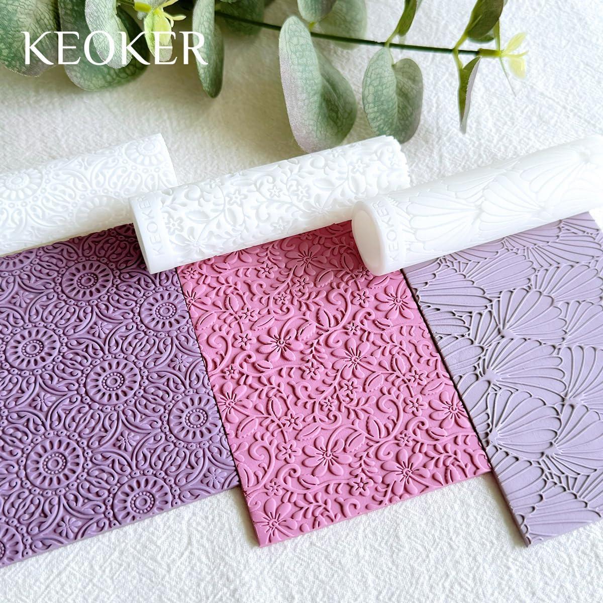 Rodillo de Textura de Arcilla Polimérica KEOKER - Set de 3 Piezas