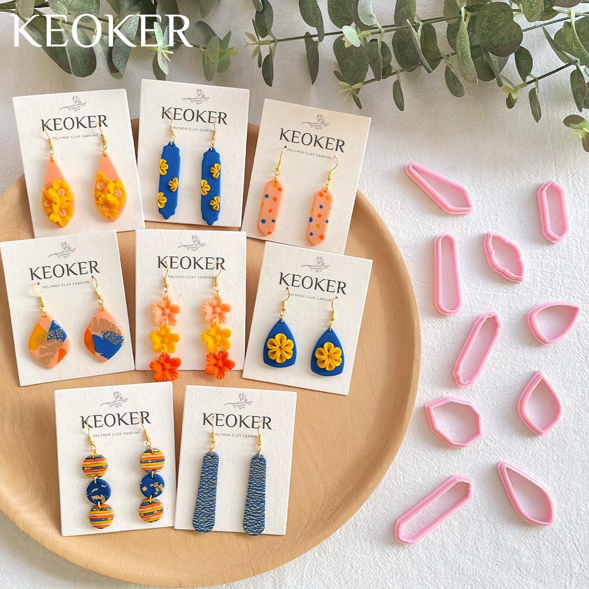 Kit de Fabricación de Pendientes de Arcilla Polimérica Keoker - 23 Cortadores y 5 Colores
