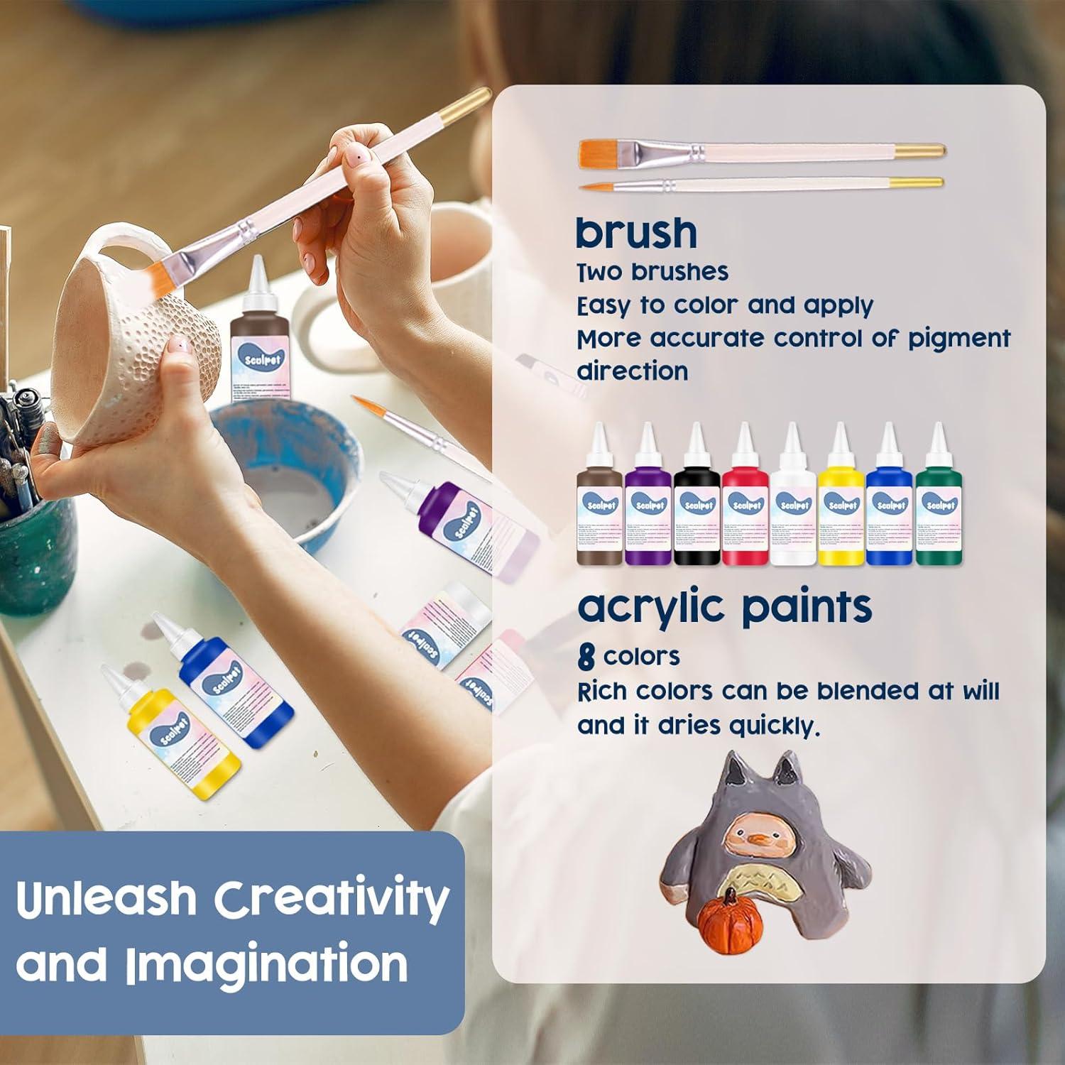 Kit de Cerámica 1DFAUL con 2kg de Arcilla Secada al Aire