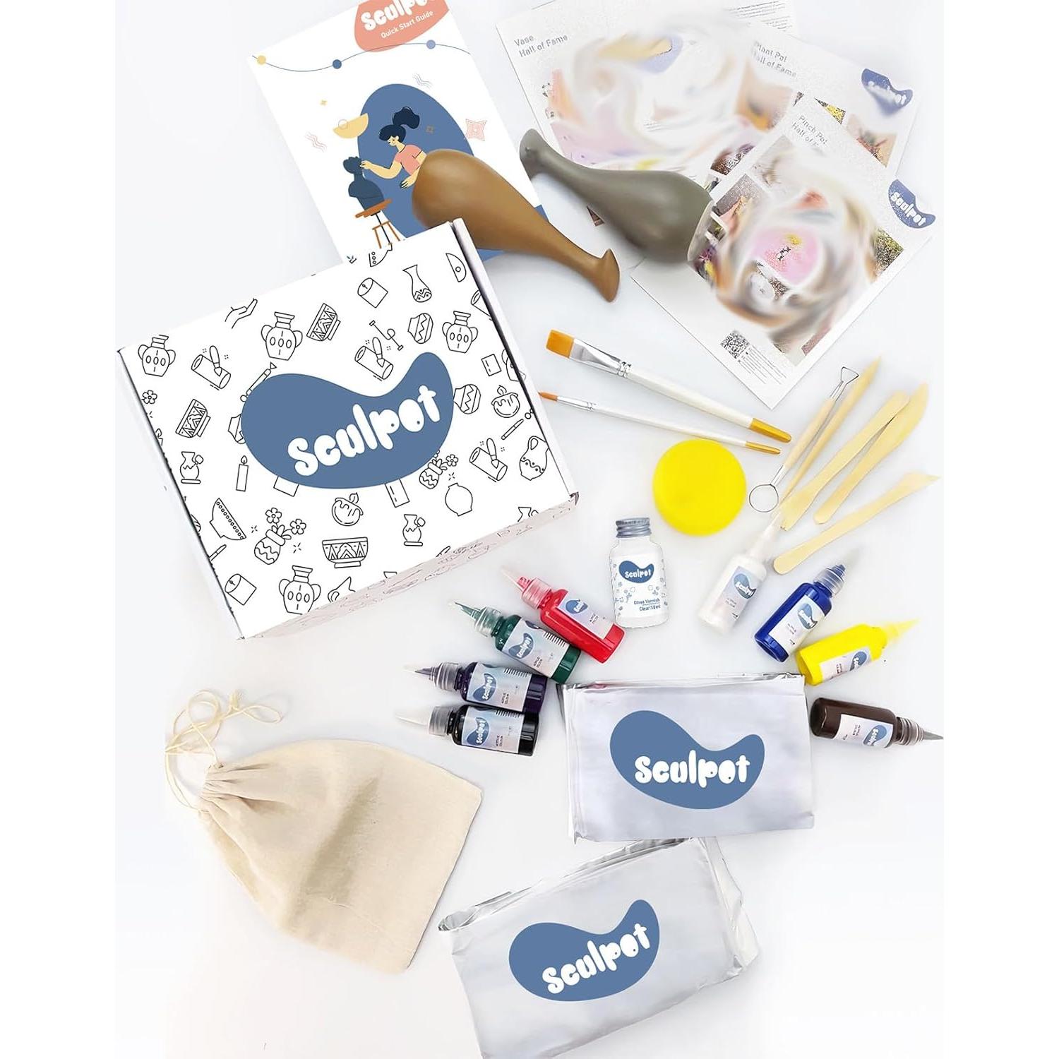 Kit de Cerámica 1DFAUL con 2kg de Arcilla Secada al Aire