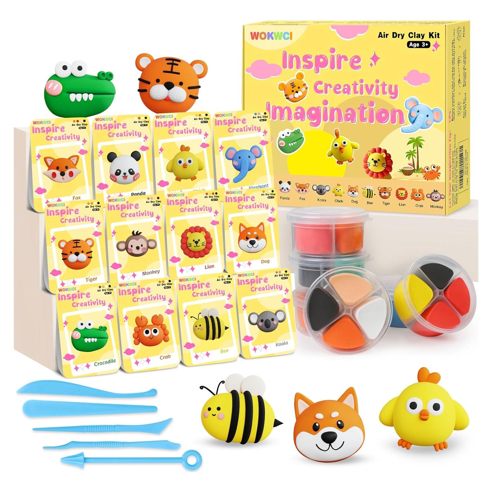 Kit de Arcilla Secada al Aire WOKWCI - 12 Cajas de Animales DIY