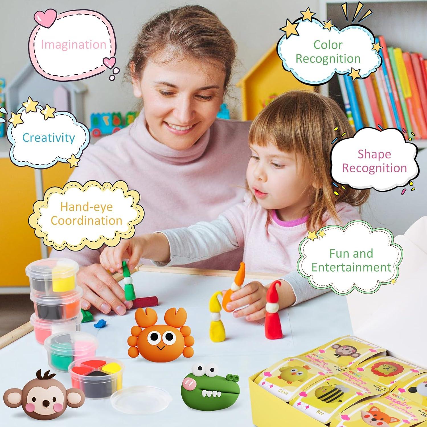 Kit de Arcilla Secada al Aire WOKWCI - 12 Cajas de Animales DIY