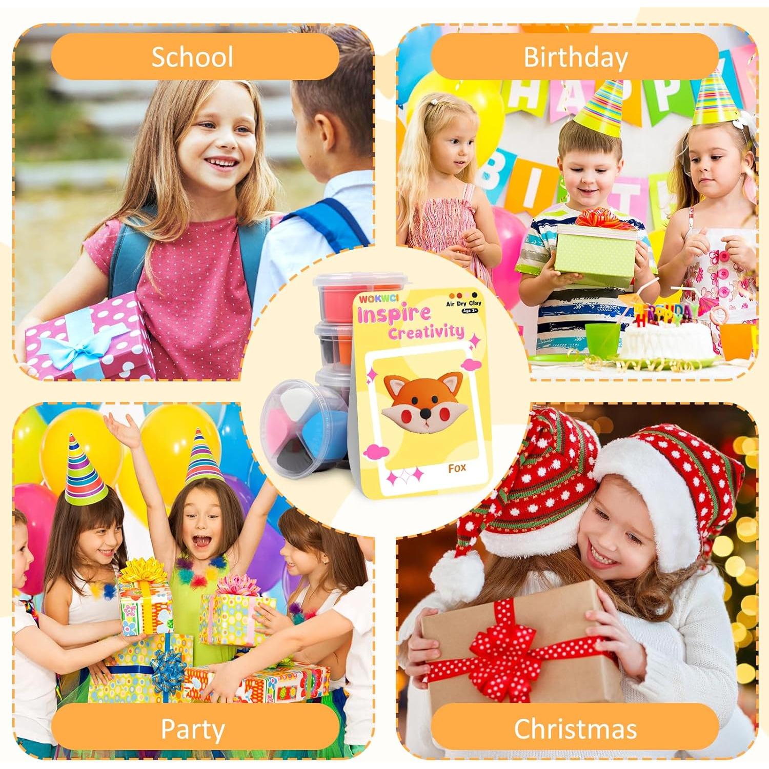 Kit de Arcilla Secada al Aire WOKWCI - 12 Cajas de Animales DIY