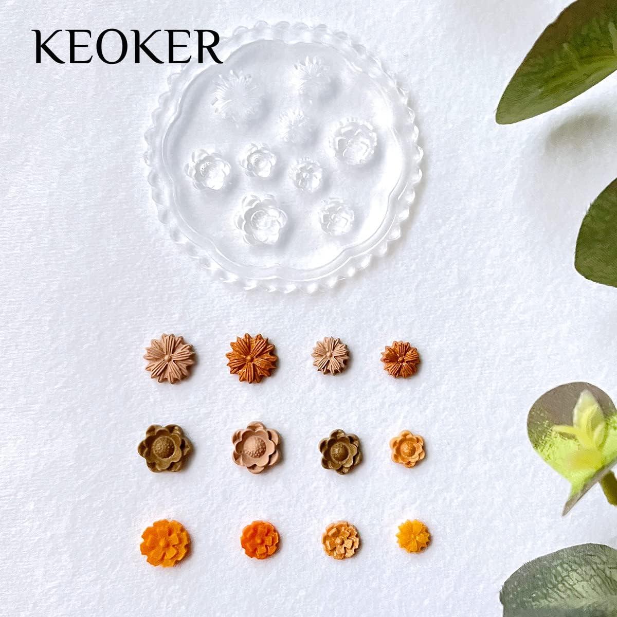Moldes de Arcilla Polimérica KEOKER - 4 Piezas Flores y Hojas