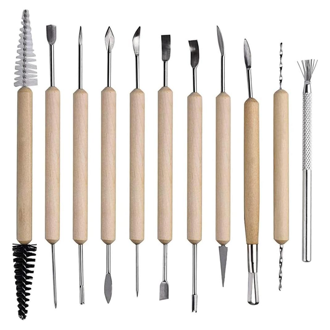 Conjunto de 11 Herramientas de Escultura en Arcilla H-Tesco