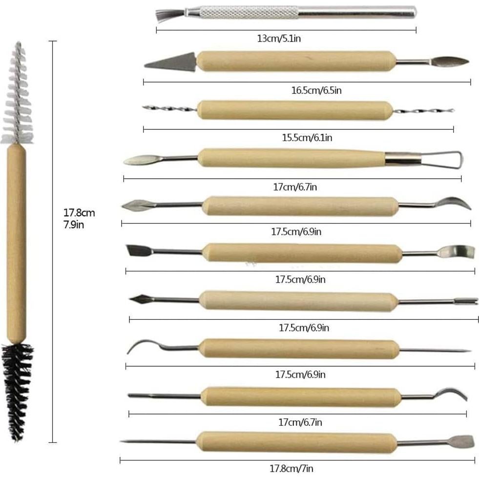 Conjunto de 11 Herramientas de Escultura en Arcilla H-Tesco