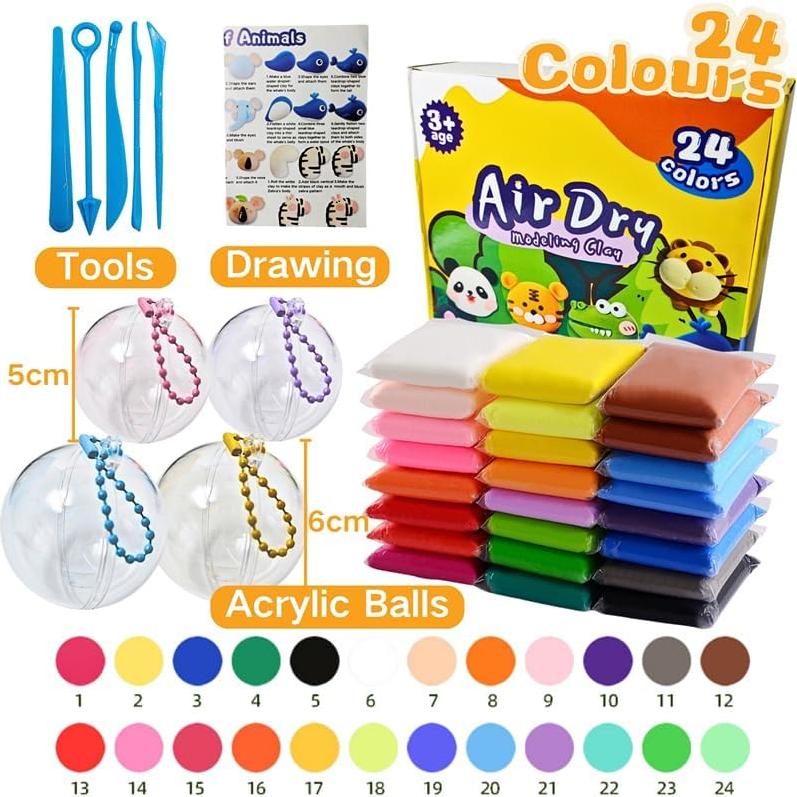 Kit de Arcilla Secada al Aire NafuXiaJJia 24 Colores con Herramientas