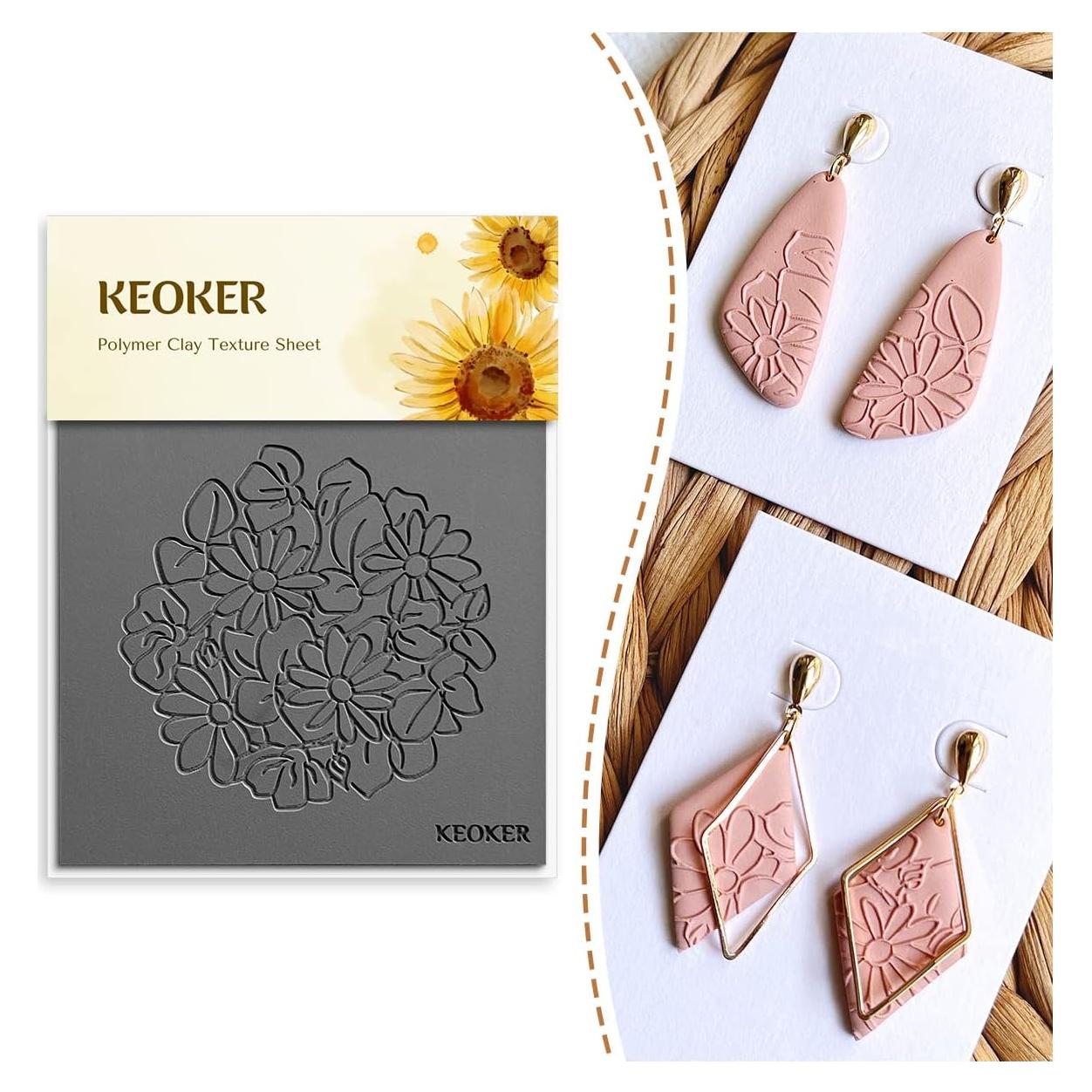 Hojas de Textura de Arcilla Polimérica Keoker Floral B - 1 Unidad