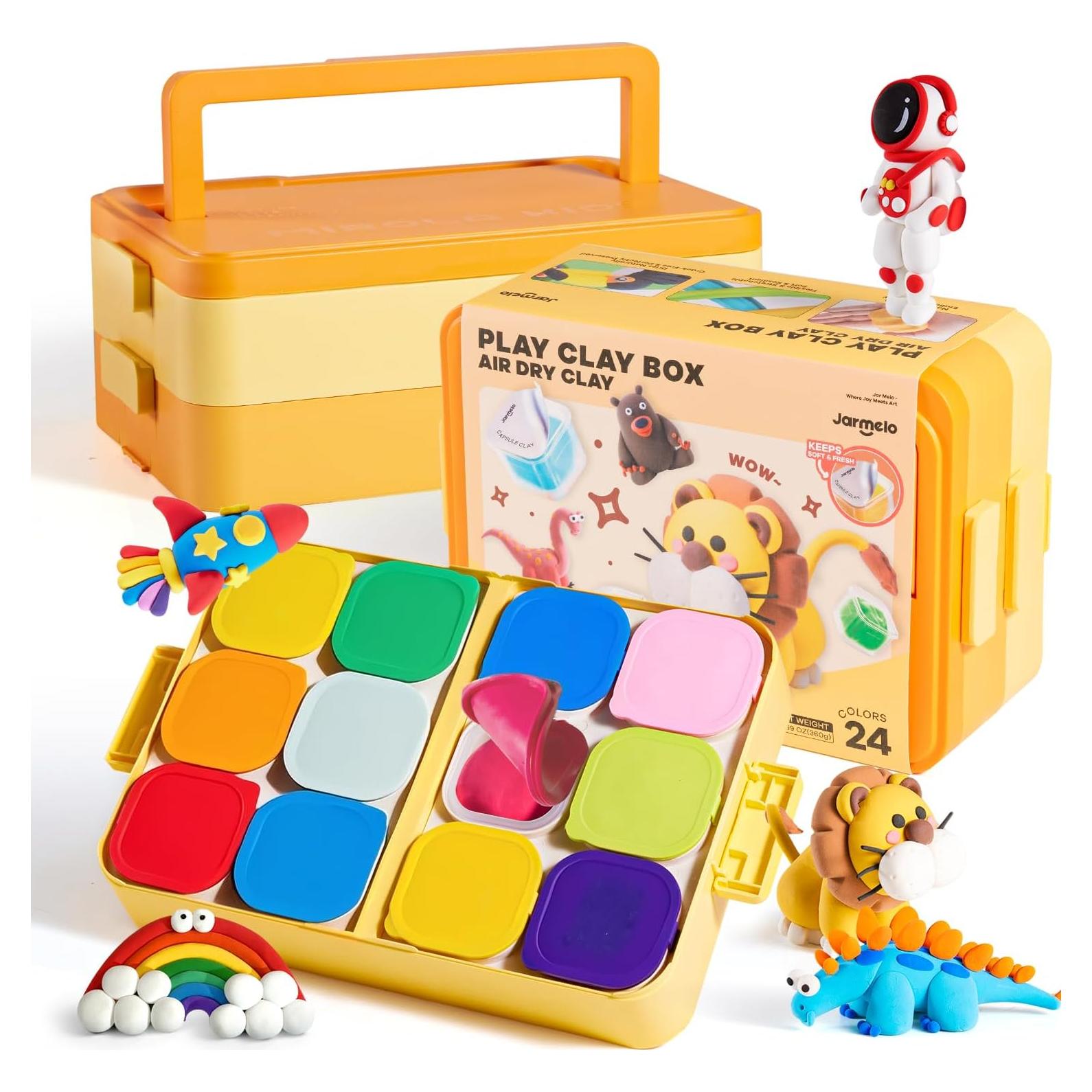 Kit de Arcilla Secada al Aire Jar Melo 24 Colores con Herramientas