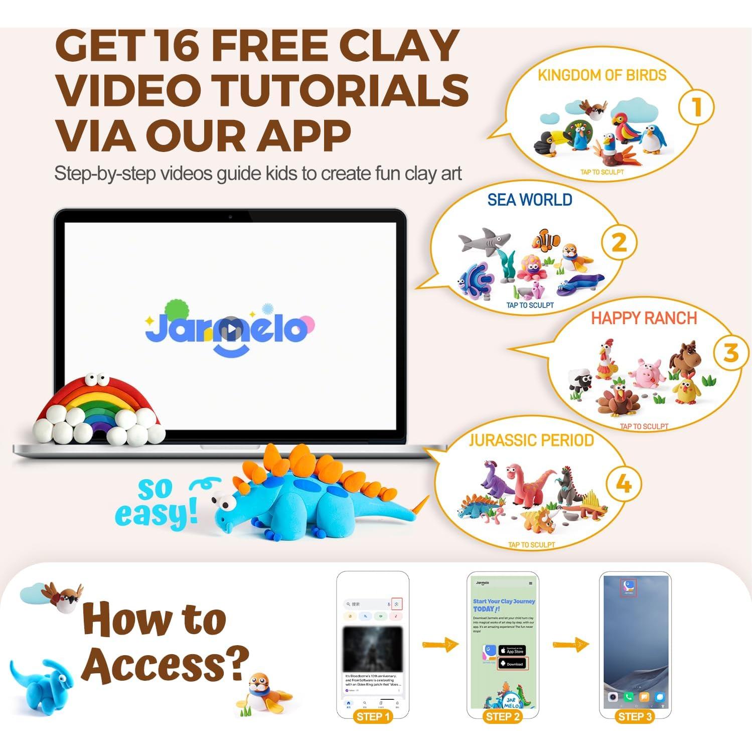 Kit de Arcilla Secada al Aire Jar Melo 24 Colores con Herramientas