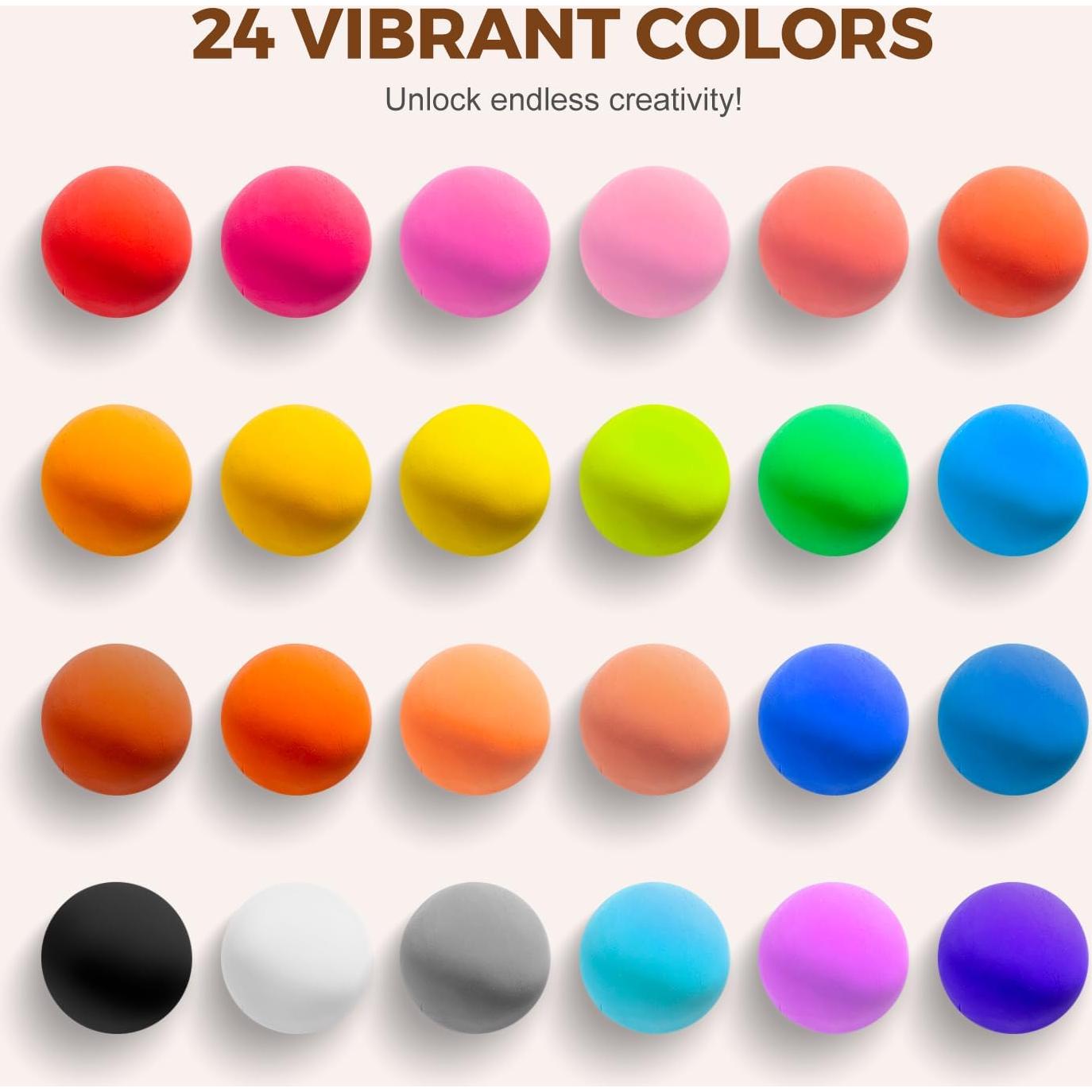 Kit de Arcilla Secada al Aire Jar Melo 24 Colores con Herramientas