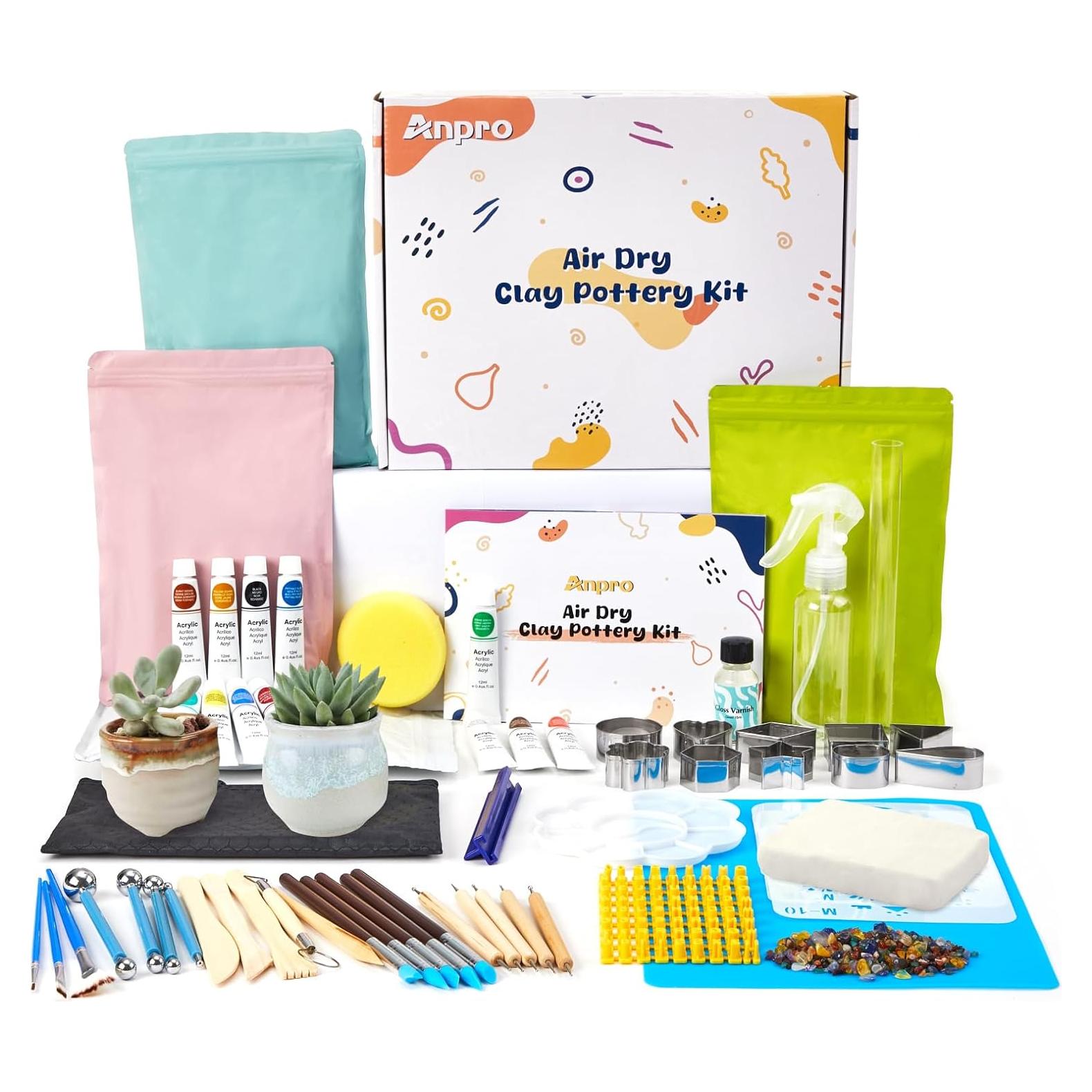 Kit de Arcilla Secada al Aire Anpro 46 en 1 para Adultos