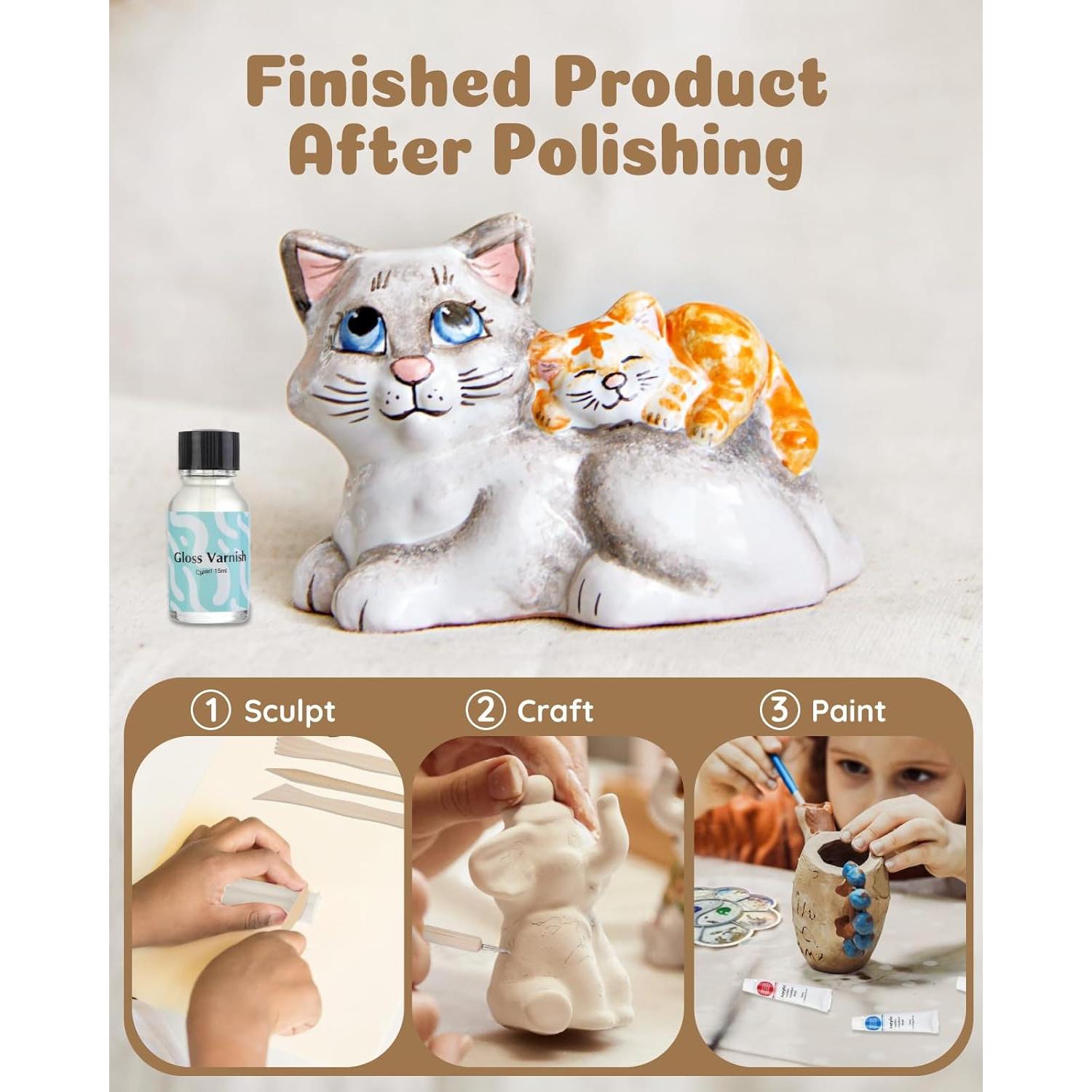 Kit de Arcilla Secada al Aire Anpro 46 en 1 para Adultos