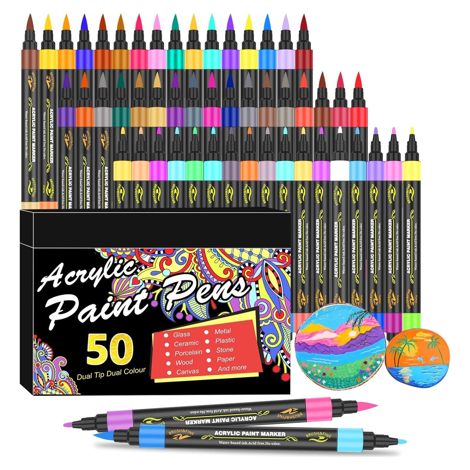 Conjunto de 50 Marcadores Acrílicos Amamao - 100 Colores Doble Punta
