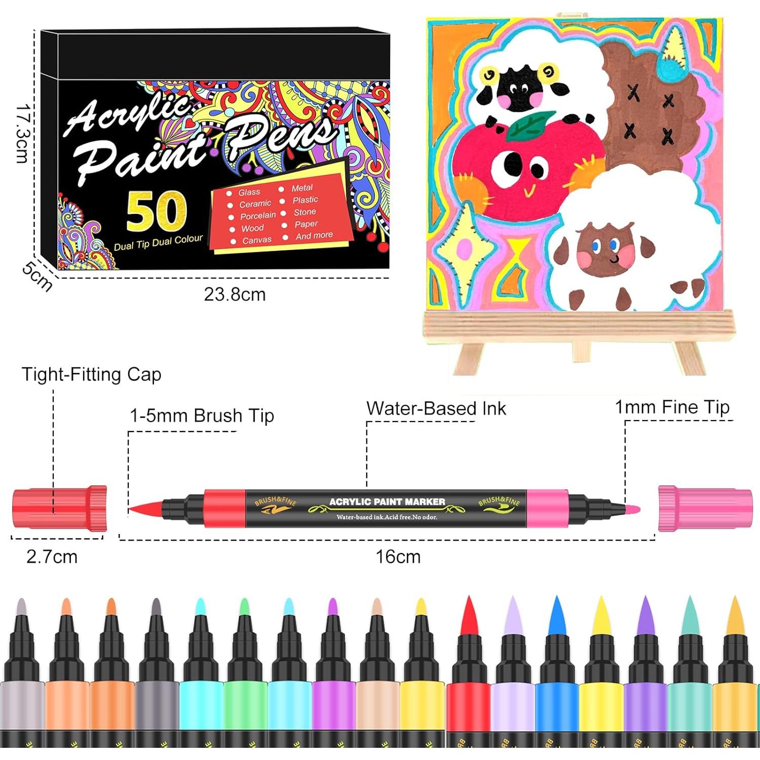 Conjunto de 50 Marcadores Acrílicos Amamao - 100 Colores Doble Punta