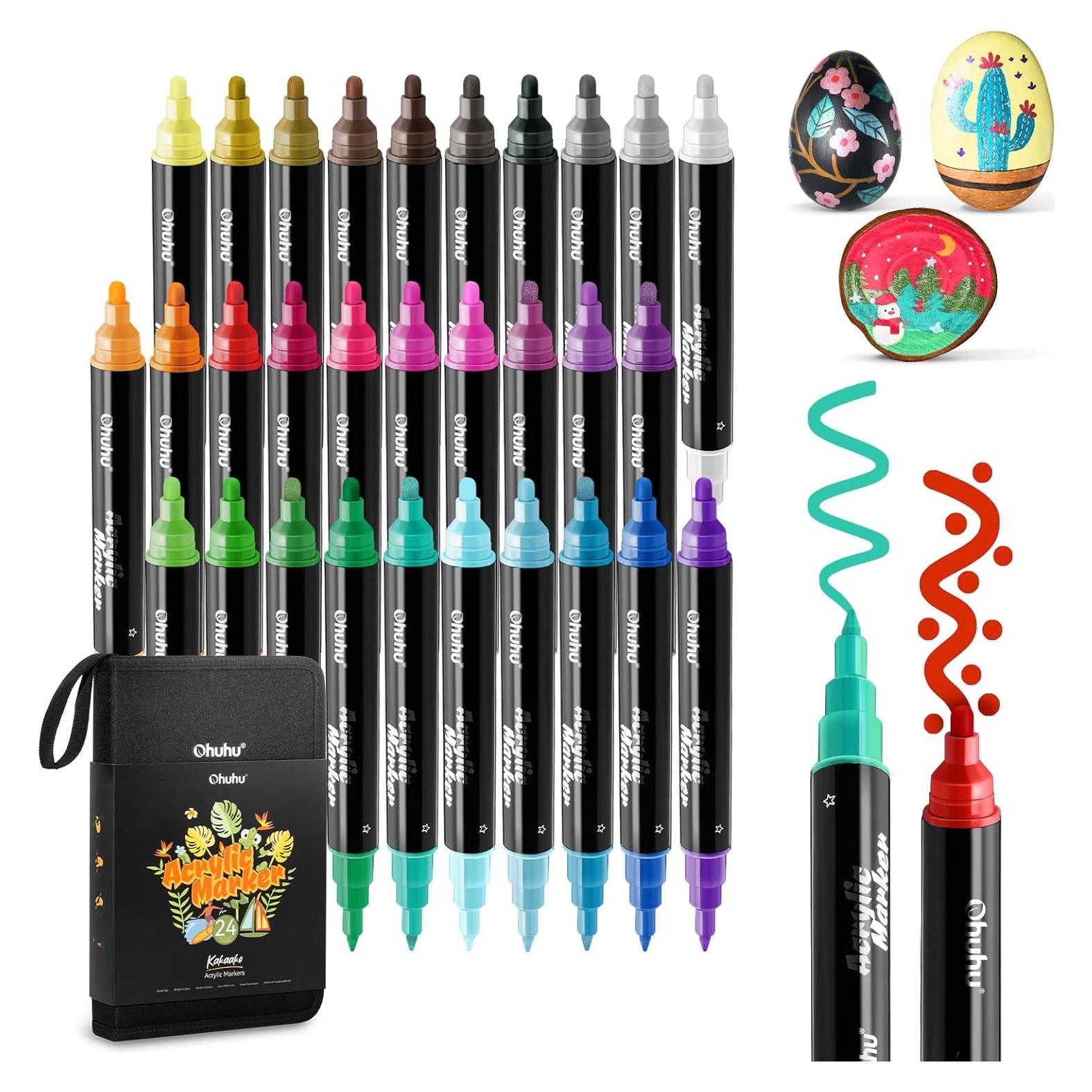 Marcadores de Pintura Acrílica Ohuhu 30 Colores Doble Punta