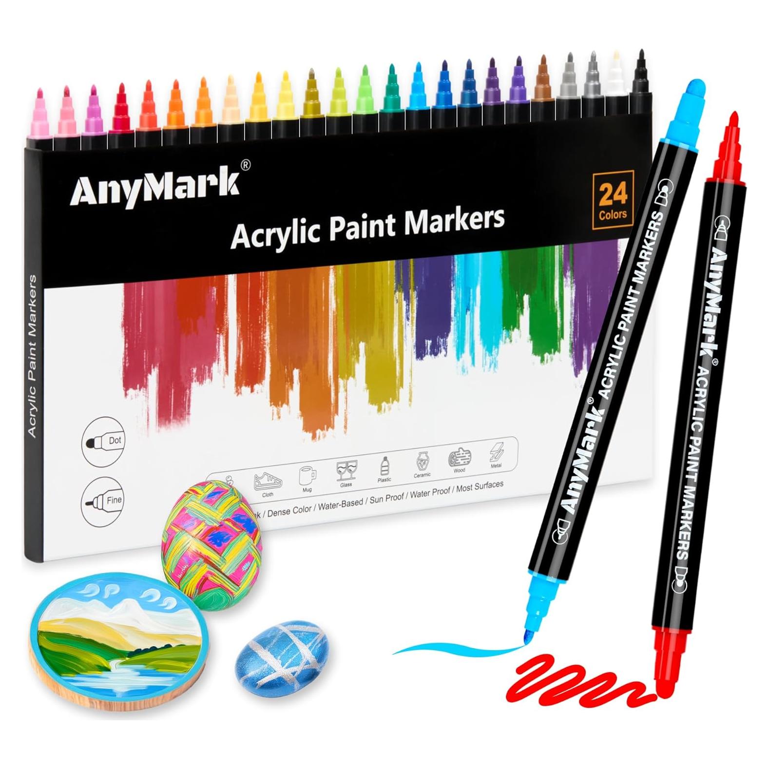 Marcadores de Pintura Acrílica AnyMark 24 Colores Doble Punta