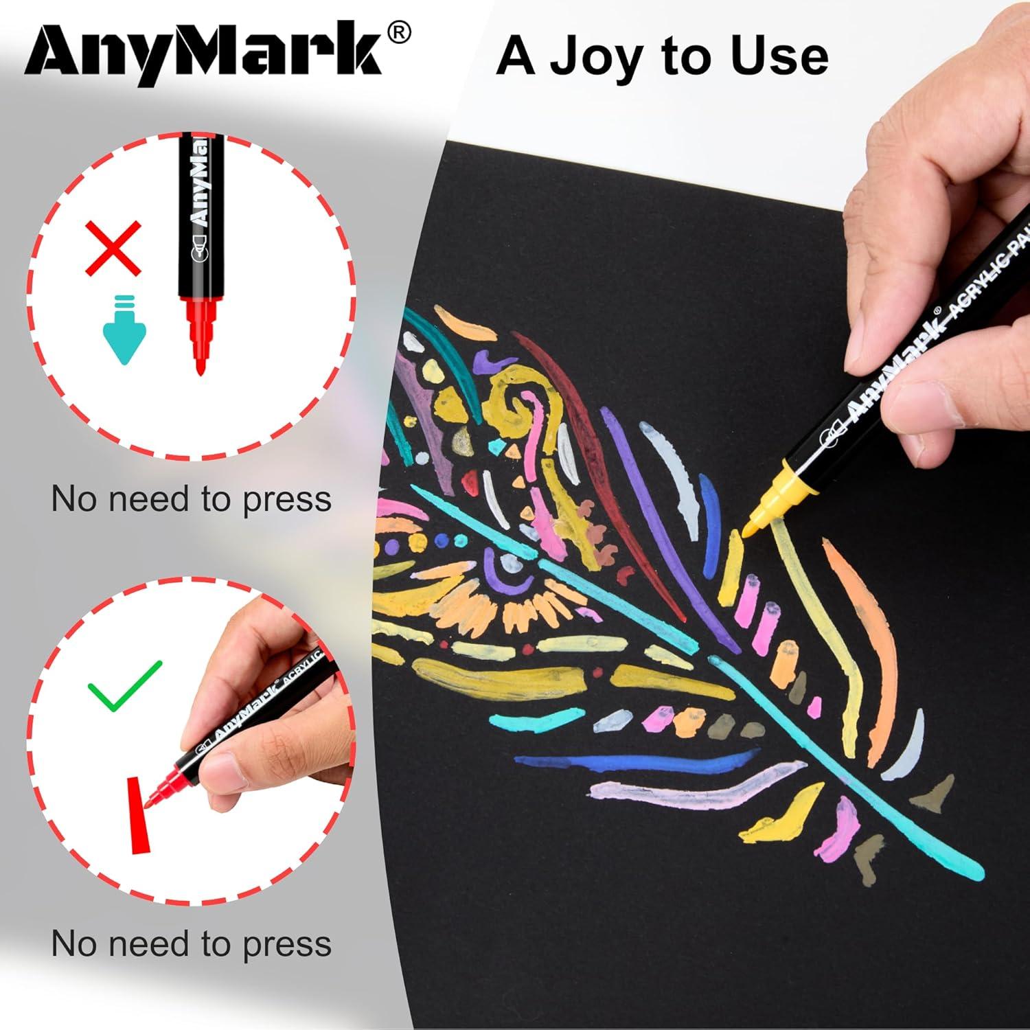 Marcadores de Pintura Acrílica AnyMark 24 Colores Doble Punta