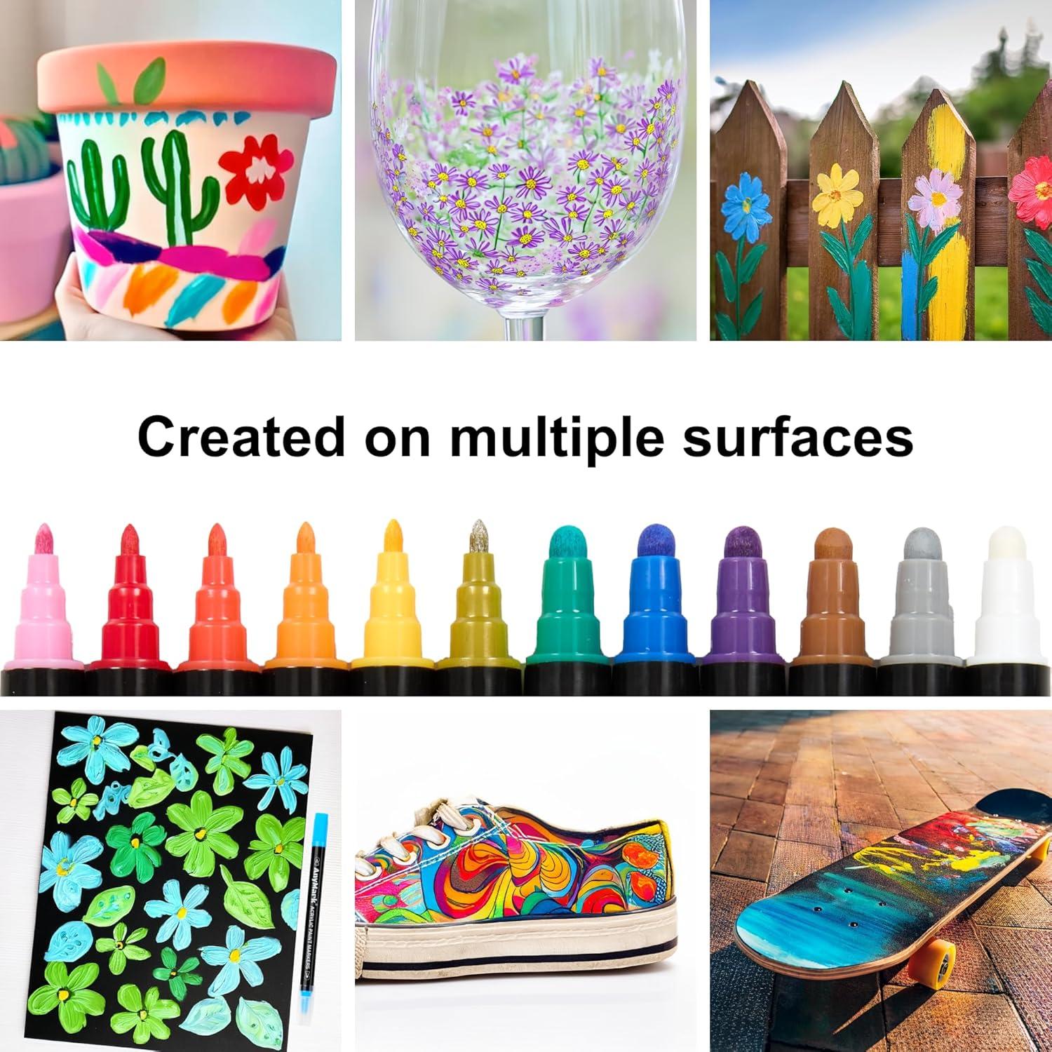 Marcadores de Pintura Acrílica AnyMark 24 Colores Doble Punta