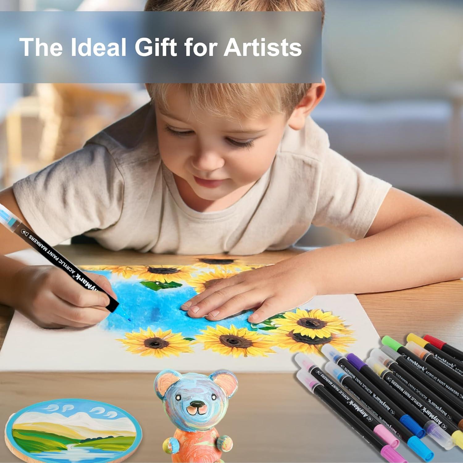 Marcadores de Pintura Acrílica AnyMark 24 Colores Doble Punta