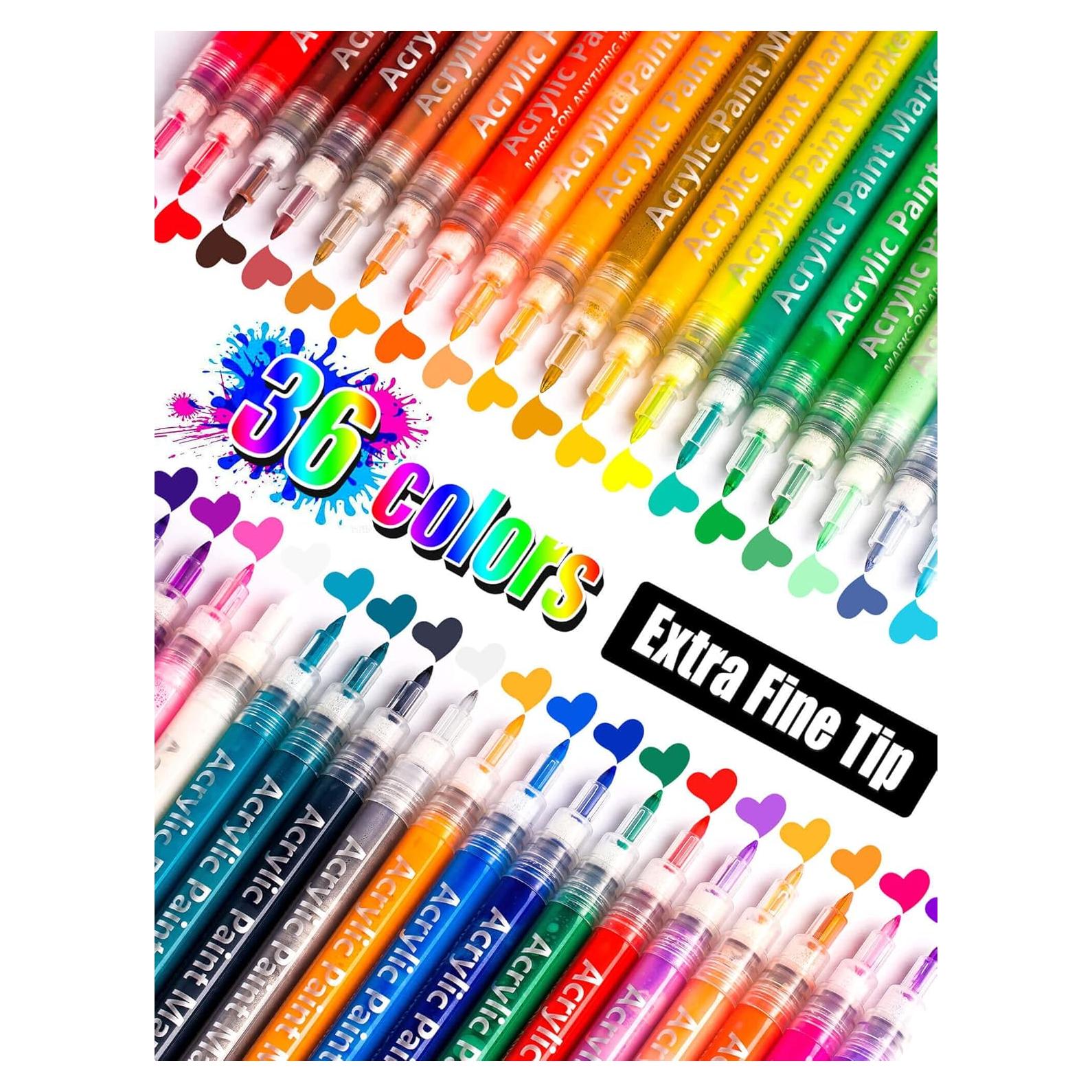 36 Marcadores de Pintura Acrílica Coogert Punta Fina 0.7mm