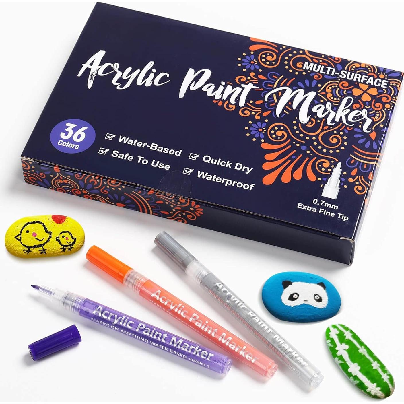 36 Marcadores de Pintura Acrílica Coogert Punta Fina 0.7mm