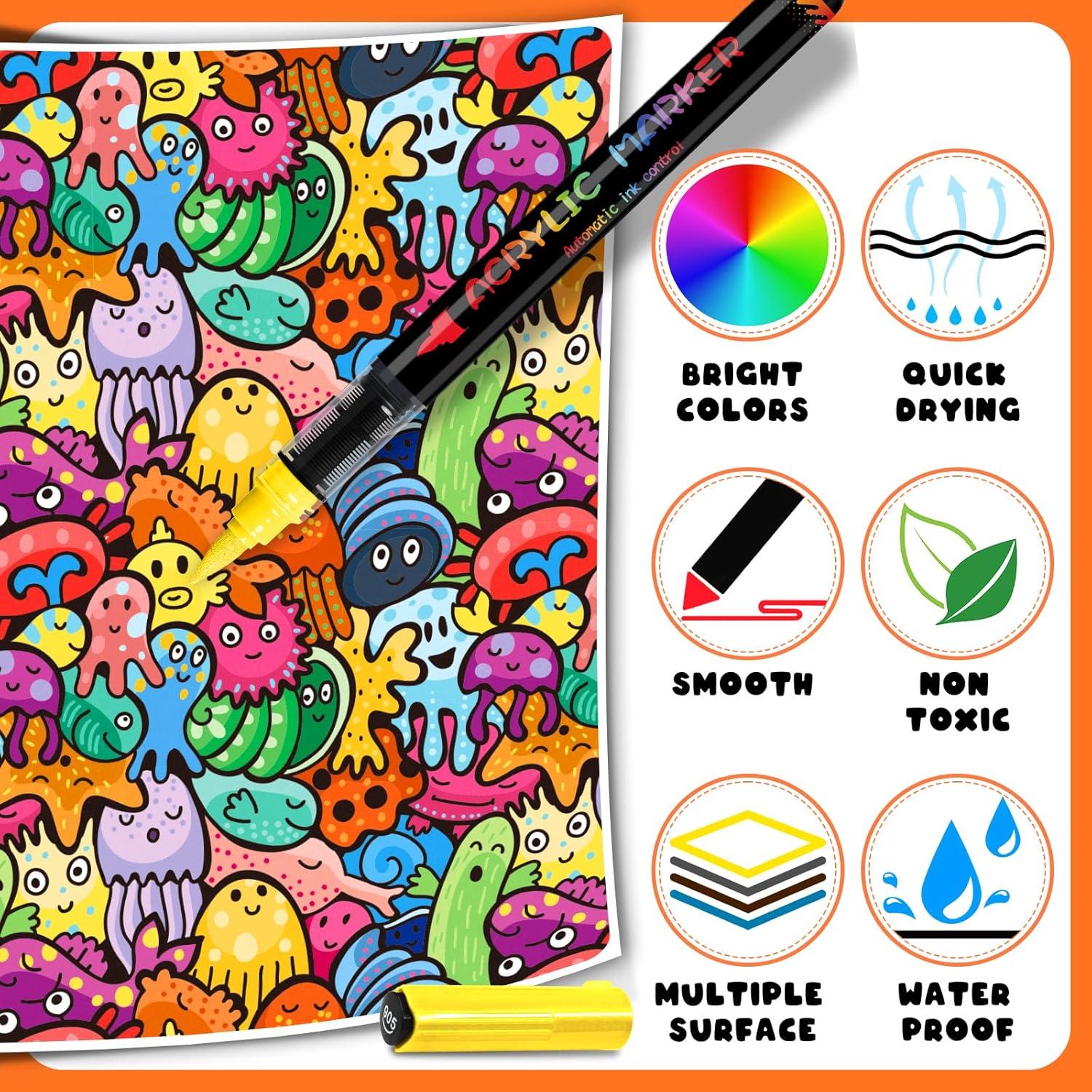 Marcadores Acrílicos Aen Art 24 Colores Punta de Pincel