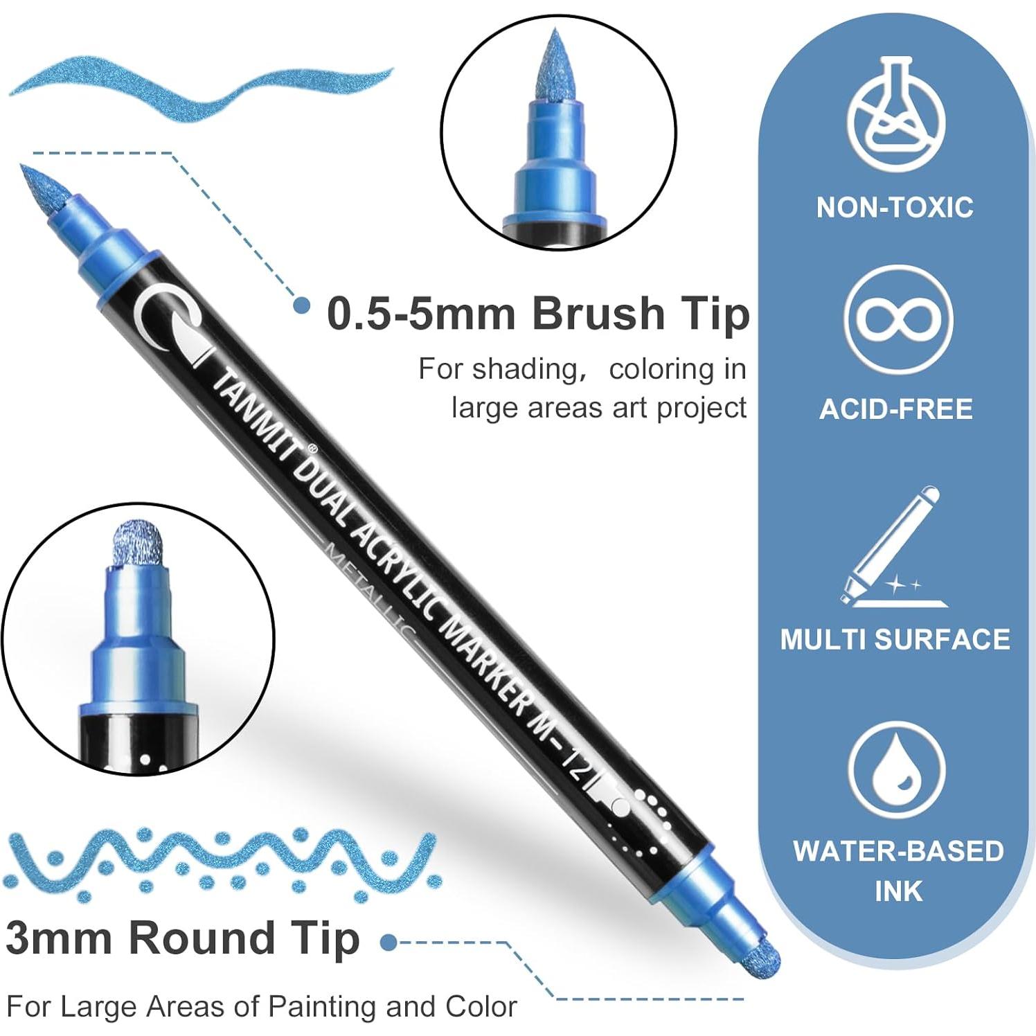 28 Marcadores Acrílicos Metálicos TANMIT Doble Punta 371g